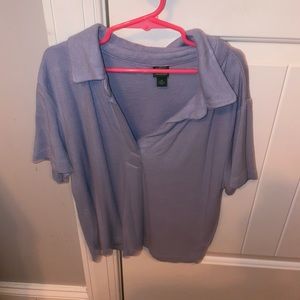 baby blue collared t-shirt